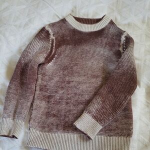 Brown and Cream Knit Sweater